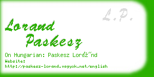 lorand paskesz business card